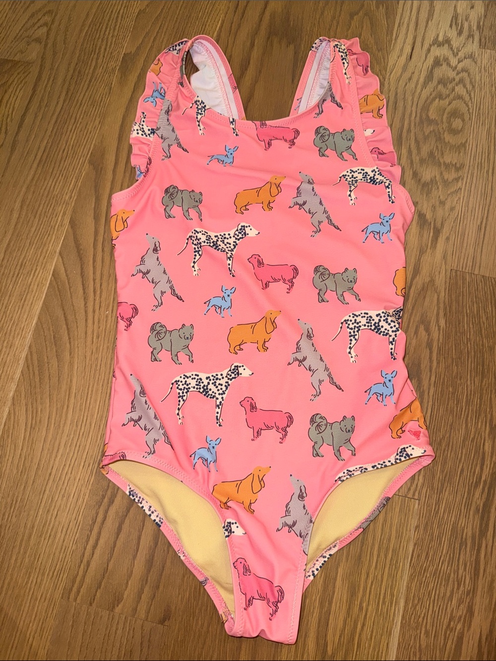 Pink Chicken Girls' Pink Dog Print One-Piece Swimsuit